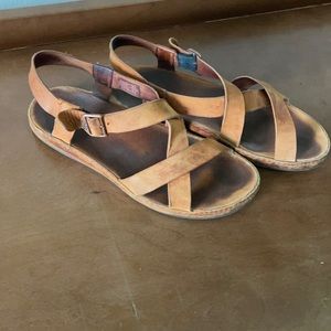 Leather Chaco Wayfarer Sandals in Rust